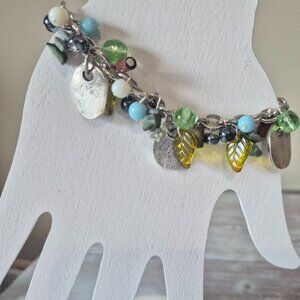 NWT Green, Blue, and Silver Tone Charm Bracelet